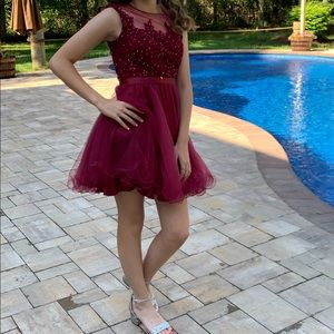 Beautiful burgundy dress.